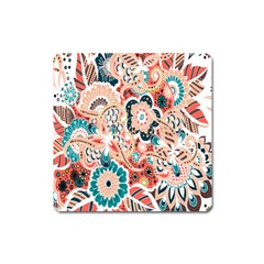 Baatik Floral Print Square Magnet by designsbymallika