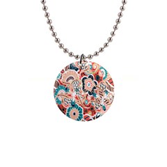 Baatik Floral Print 1  Button Necklace by designsbymallika