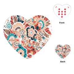 Baatik Floral Print Playing Cards Single Design (heart) by designsbymallika