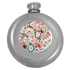 Baatik Floral Print Round Hip Flask (5 Oz) by designsbymallika