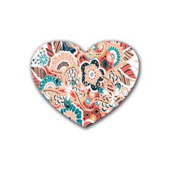 Baatik Floral Print Heart Coaster (4 Pack)  by designsbymallika