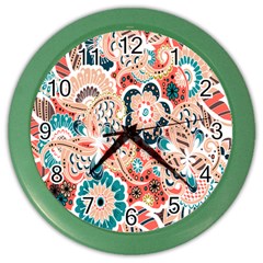 Baatik Floral Print Color Wall Clock by designsbymallika