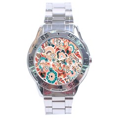 Baatik Floral Print Stainless Steel Analogue Watch by designsbymallika