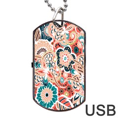 Baatik Floral Print Dog Tag Usb Flash (one Side) by designsbymallika