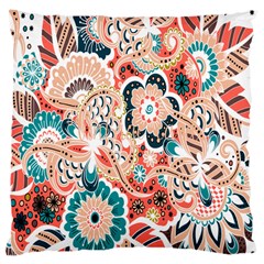 Baatik Floral Print Large Cushion Case (one Side) by designsbymallika