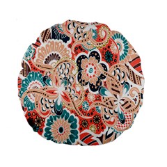 Baatik Floral Print Standard 15  Premium Round Cushions by designsbymallika