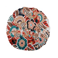 Baatik Floral Print Standard 15  Premium Flano Round Cushions by designsbymallika