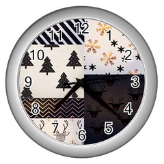 Christmas Pattern Wall Clock (silver) by designsbymallika