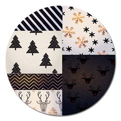 Christmas Pattern Magnet 5  (round) by designsbymallika