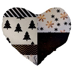 Christmas Pattern Large 19  Premium Heart Shape Cushions by designsbymallika