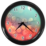 mandala pattern Wall Clock (Black) Front