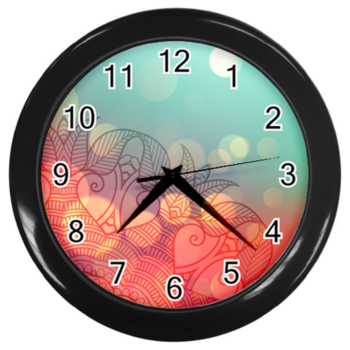 mandala pattern Wall Clock (Black)