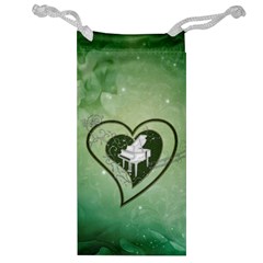 Music, Piano On A Heart Jewelry Bag by FantasyWorld7