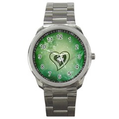 Music, Piano On A Heart Sport Metal Watch by FantasyWorld7