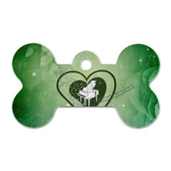 Music, Piano On A Heart Dog Tag Bone (two Sides) by FantasyWorld7