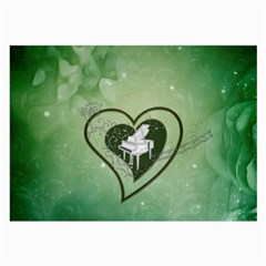 Music, Piano On A Heart Large Glasses Cloth (2 Sides) by FantasyWorld7