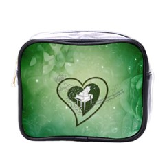 Music, Piano On A Heart Mini Toiletries Bag (one Side) by FantasyWorld7