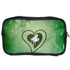 Music, Piano On A Heart Toiletries Bag (one Side) by FantasyWorld7