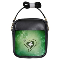 Music, Piano On A Heart Girls Sling Bag by FantasyWorld7