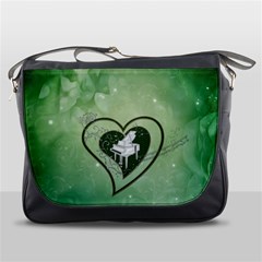 Music, Piano On A Heart Messenger Bag by FantasyWorld7