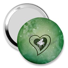 Music, Piano On A Heart 3  Handbag Mirrors by FantasyWorld7