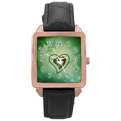 Music, Piano On A Heart Rose Gold Leather Watch  by FantasyWorld7