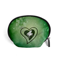 Music, Piano On A Heart Accessory Pouch (small) by FantasyWorld7