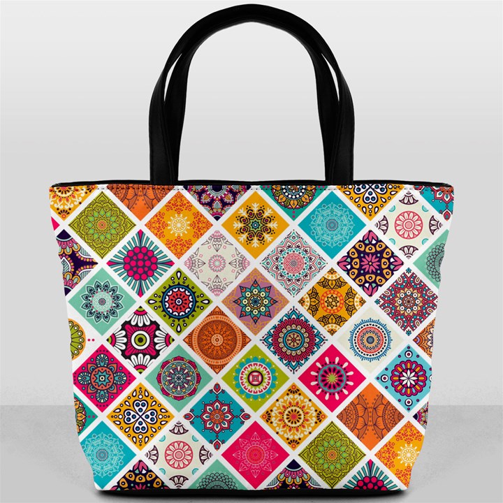 ethnic mandala pattern Bucket Bag