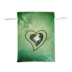 Music, Piano On A Heart Lightweight Drawstring Pouch (l) by FantasyWorld7