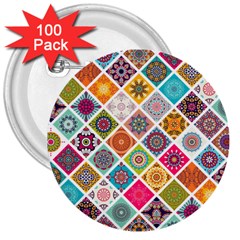 Ethnic Mandala Pattern 3  Buttons (100 Pack)  by designsbymallika