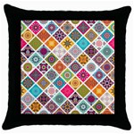 ethnic mandala pattern Throw Pillow Case (Black) Front