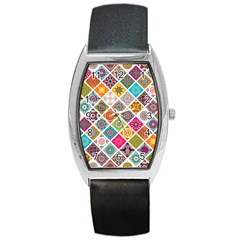 Ethnic Mandala Pattern Barrel Style Metal Watch by designsbymallika