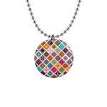 ethnic mandala pattern 1  Button Necklace Front