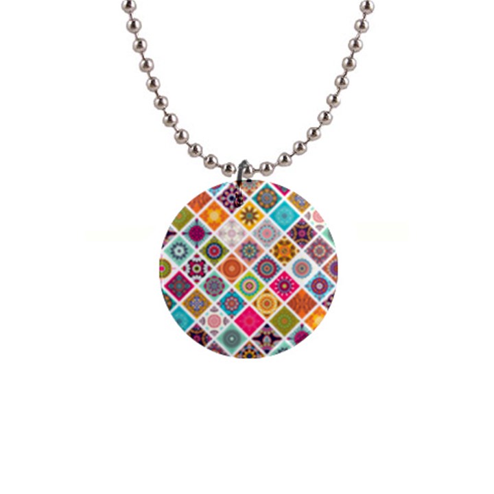 ethnic mandala pattern 1  Button Necklace