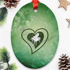 Music, Piano On A Heart Ornament (oval) by FantasyWorld7