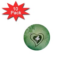 Music, Piano On A Heart 1  Mini Buttons (10 Pack)  by FantasyWorld7