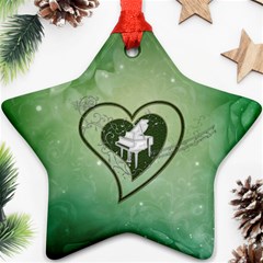 Music, Piano On A Heart Star Ornament (two Sides) by FantasyWorld7