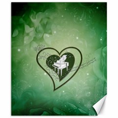 Music, Piano On A Heart Canvas 8  X 10  by FantasyWorld7