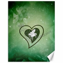 Music, Piano On A Heart Canvas 12  X 16  by FantasyWorld7