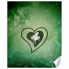 Music, Piano On A Heart Canvas 16  X 20  by FantasyWorld7