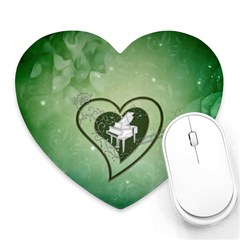 Music, Piano On A Heart Heart Mousepads by FantasyWorld7