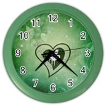 Music, Piano On A Heart Color Wall Clock Front