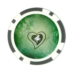 Music, Piano On A Heart Poker Chip Card Guard (10 Pack) by FantasyWorld7