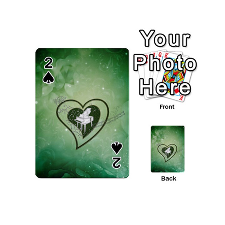 Music, Piano On A Heart Playing Cards 54 Designs (Mini)