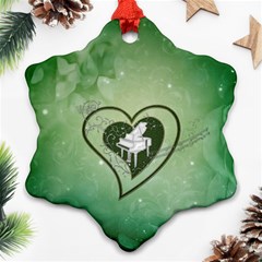 Music, Piano On A Heart Snowflake Ornament (two Sides) by FantasyWorld7