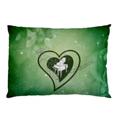 Music, Piano On A Heart Pillow Case (two Sides) by FantasyWorld7