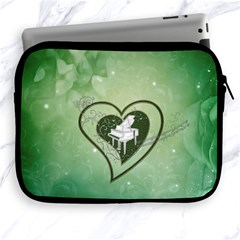 Music, Piano On A Heart Apple Ipad 2/3/4 Zipper Cases by FantasyWorld7