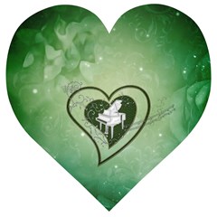 Music, Piano On A Heart Wooden Puzzle Heart by FantasyWorld7