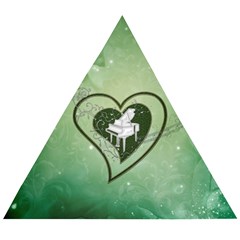 Music, Piano On A Heart Wooden Puzzle Triangle by FantasyWorld7