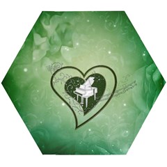 Music, Piano On A Heart Wooden Puzzle Hexagon by FantasyWorld7